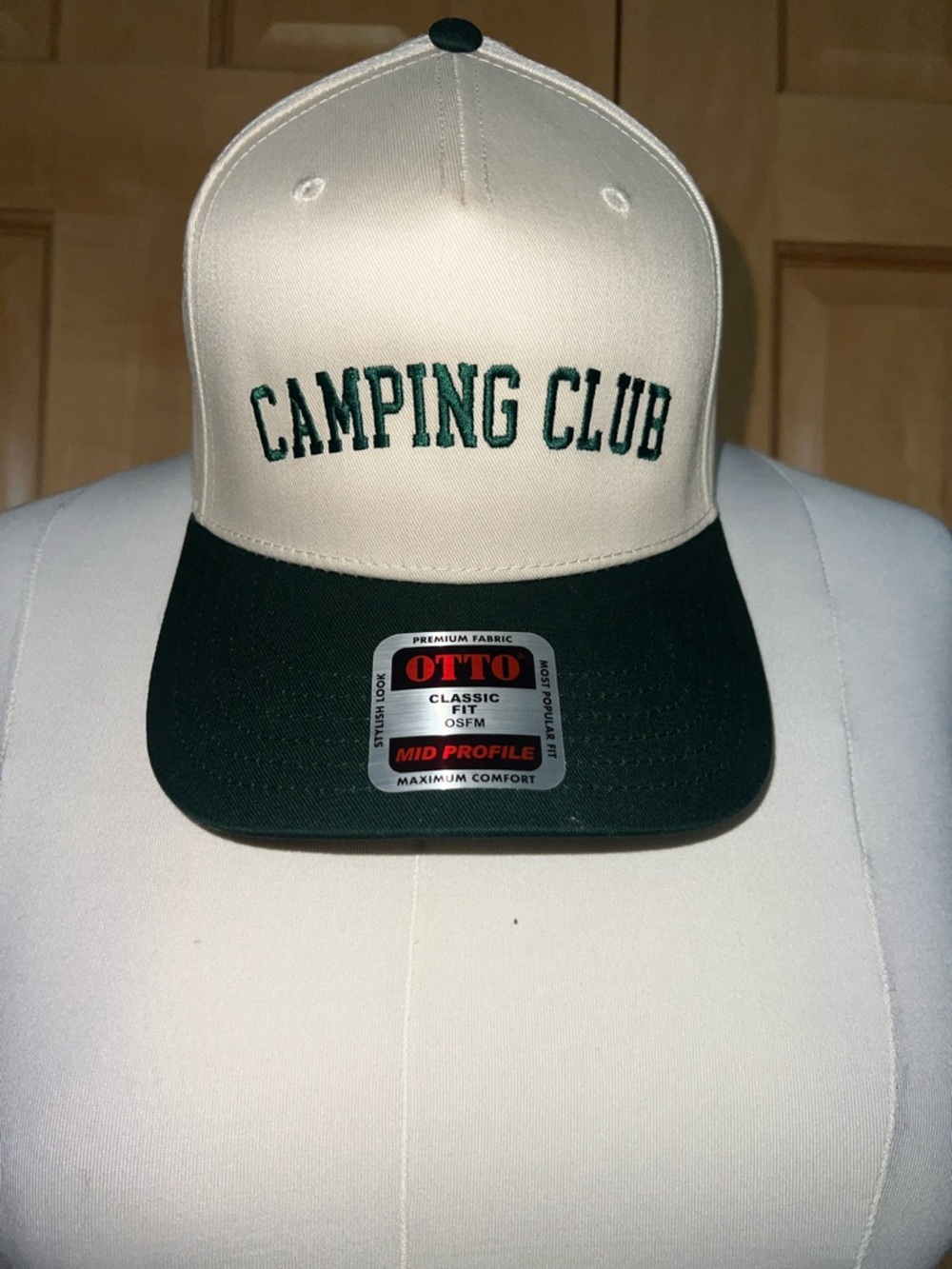 OTTO Two-Tone Trucker Hat in Cream and Dark Green